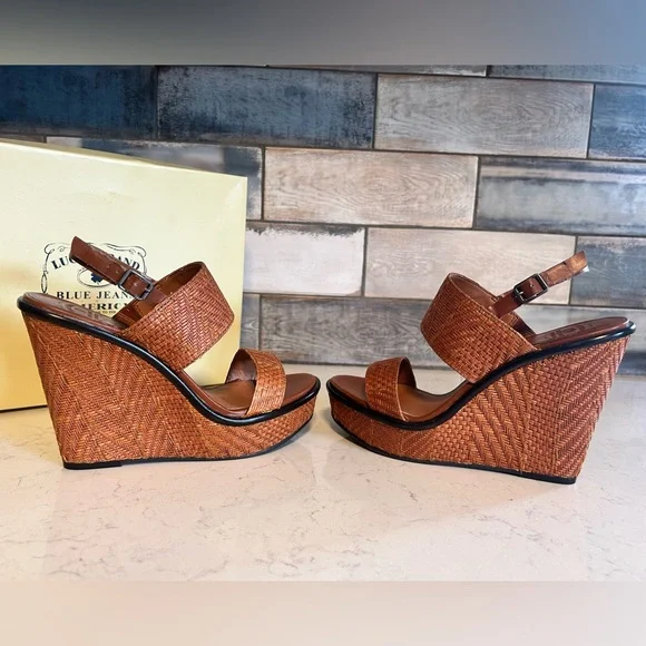 New Lucky Brand Maris Woven Wedge Platform Heeled Sandals - Picture 5 of 15